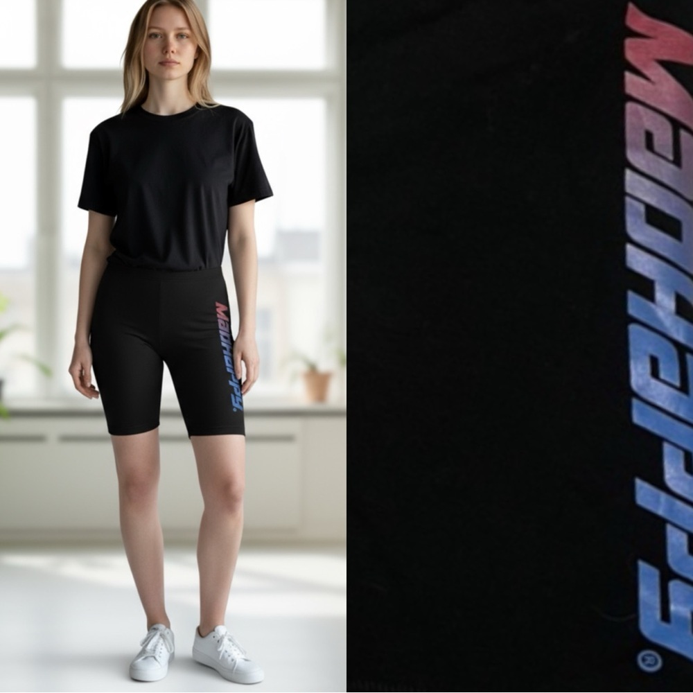 MADHAPPY Black Graphic Ombré Biker Cycling Shorts - Picture 2 of 5